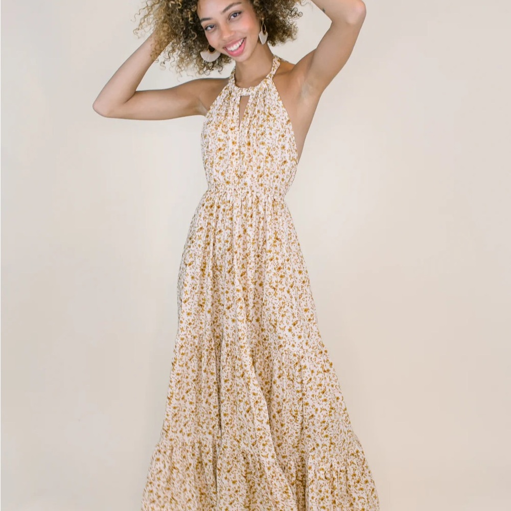 SOLAÍ the label Celine floral halter maxi Dress